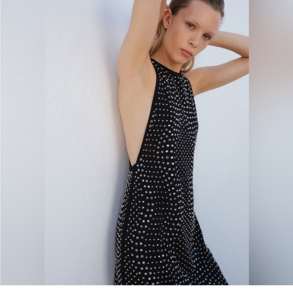 H&M Black Studded Halter Dress